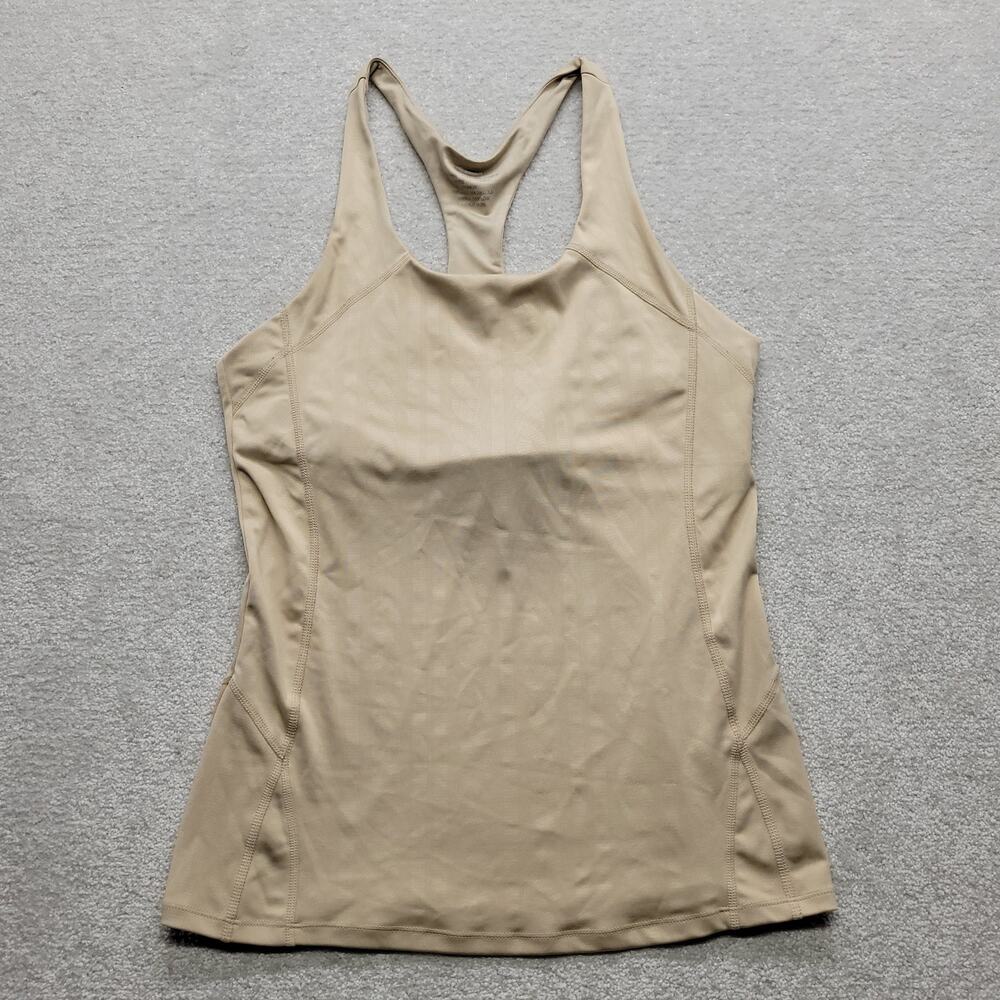 Tahari Sport Women's Racerback Athletic Tank Top Beige Size L Shelf Bra